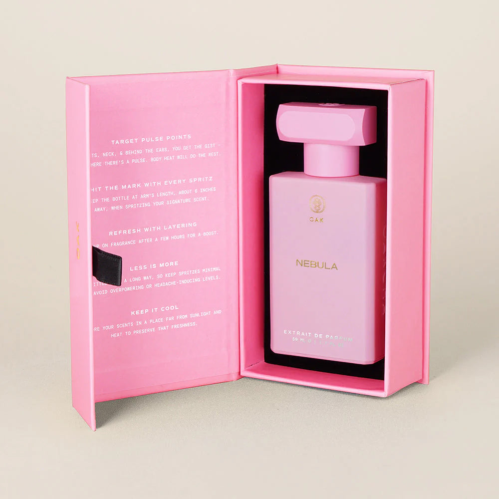 a pink bottle of perfume in a pink box