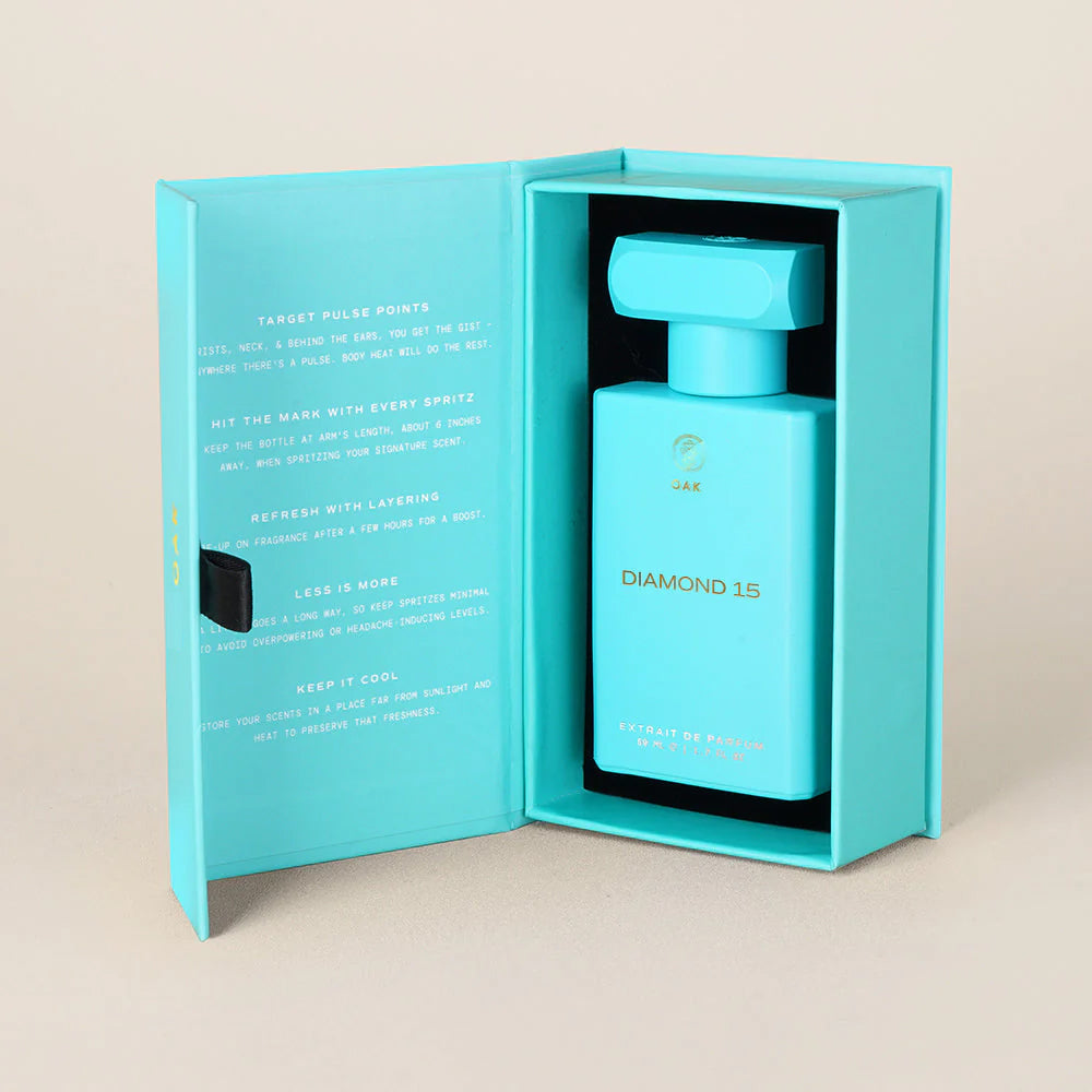 a bottle of perfume in a blue box