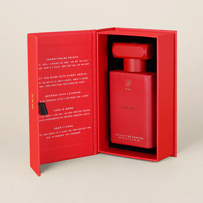 a red bottle in a red box